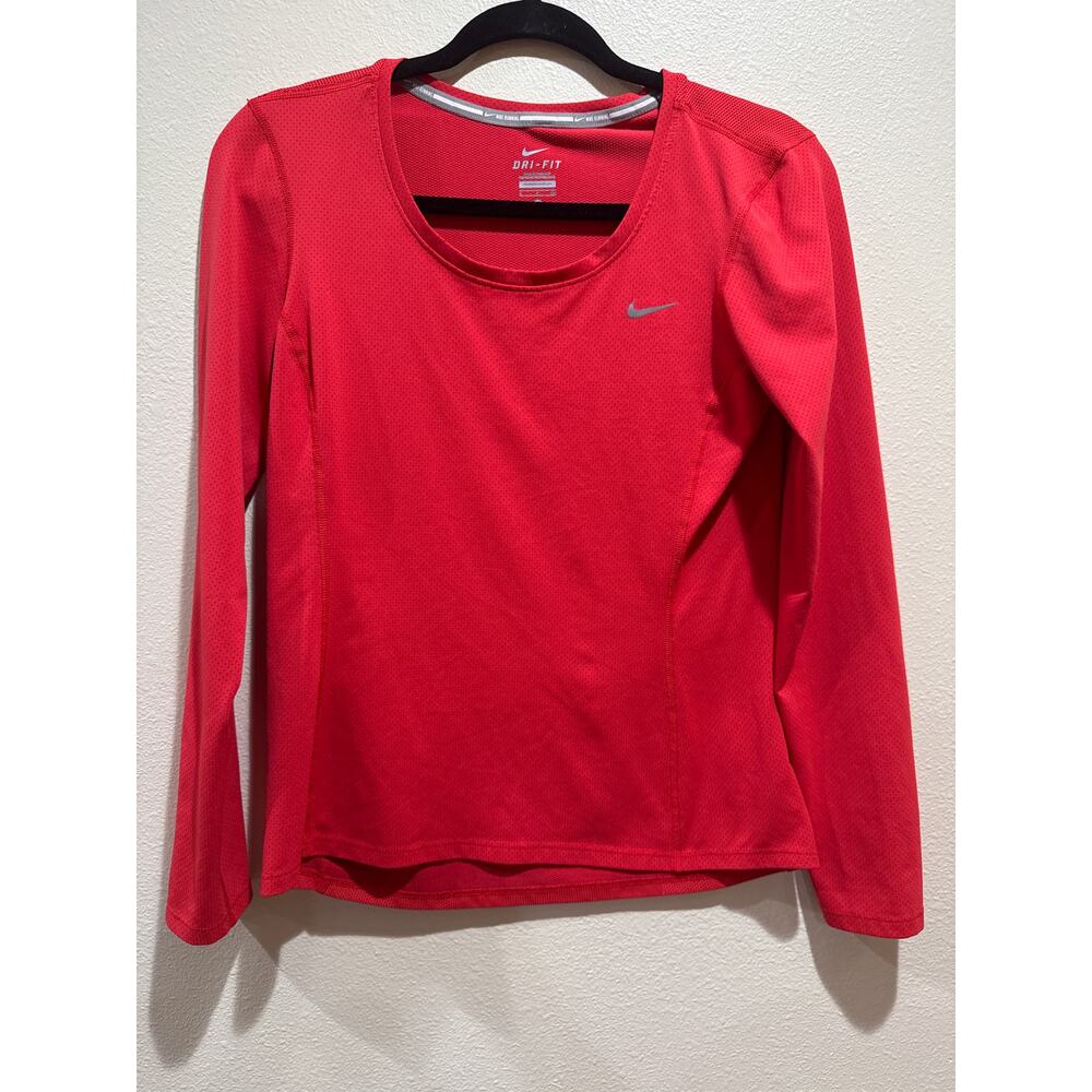 Women's Nike Dri-FIT long sleeve workout shirt small red